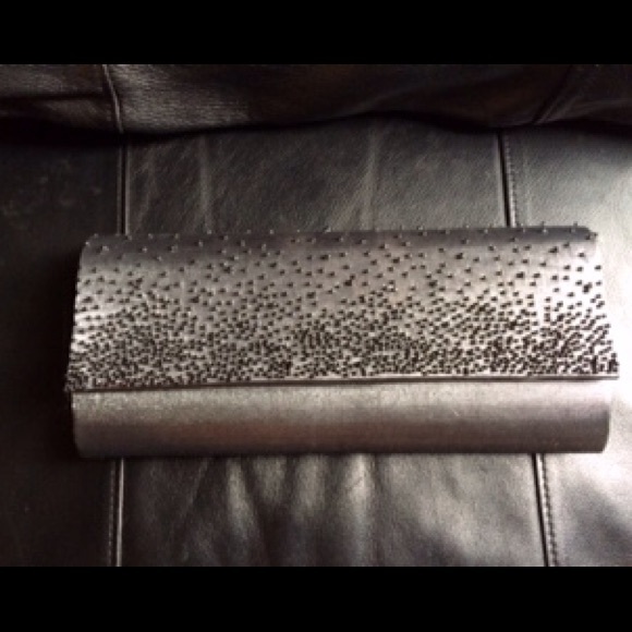 Grey Clutch with Beaded Embellishments - Picture 1 of 4